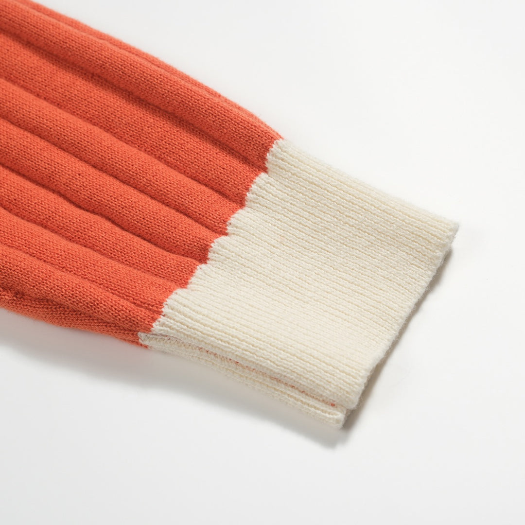 Polo de punto de rayas verticales naranja para hombre