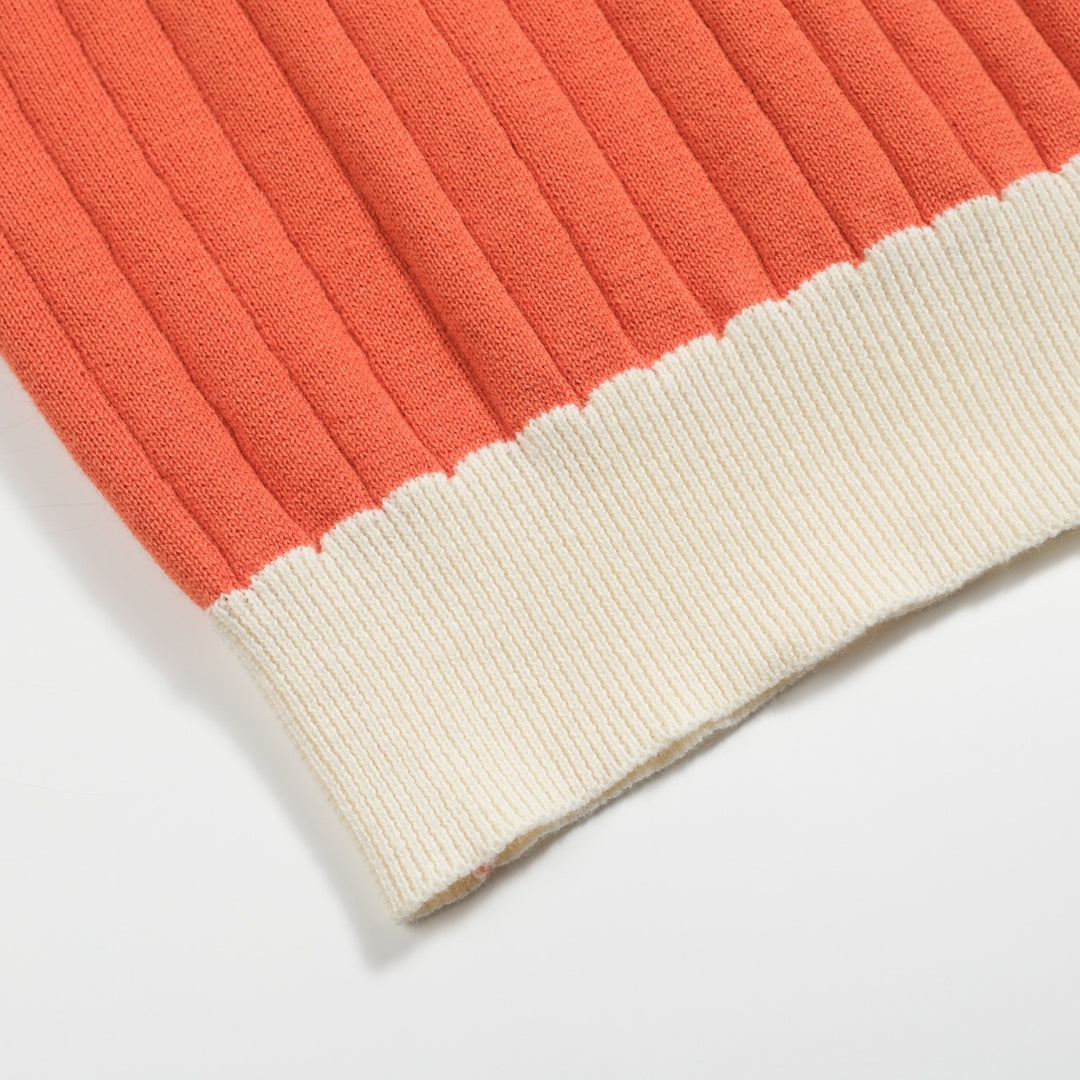 Polo de punto de rayas verticales naranja para hombre