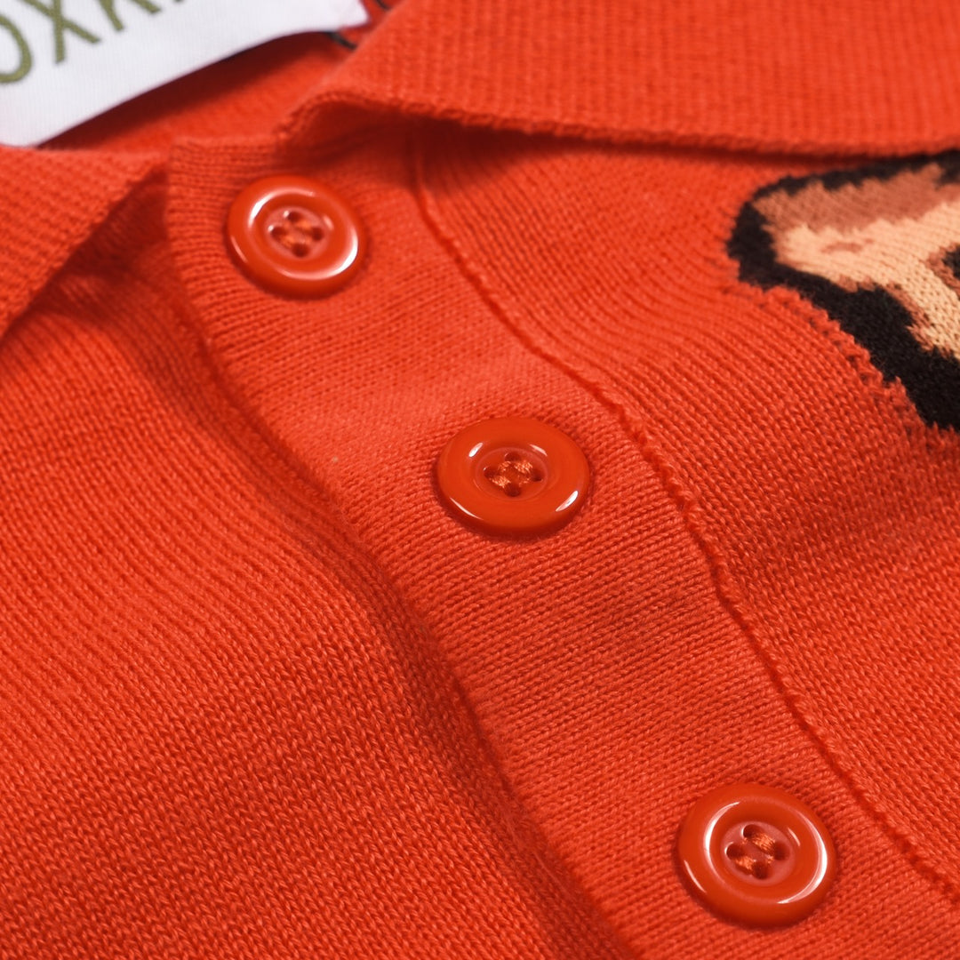 Polo de hombre de punto a rayas de leopardo rojo