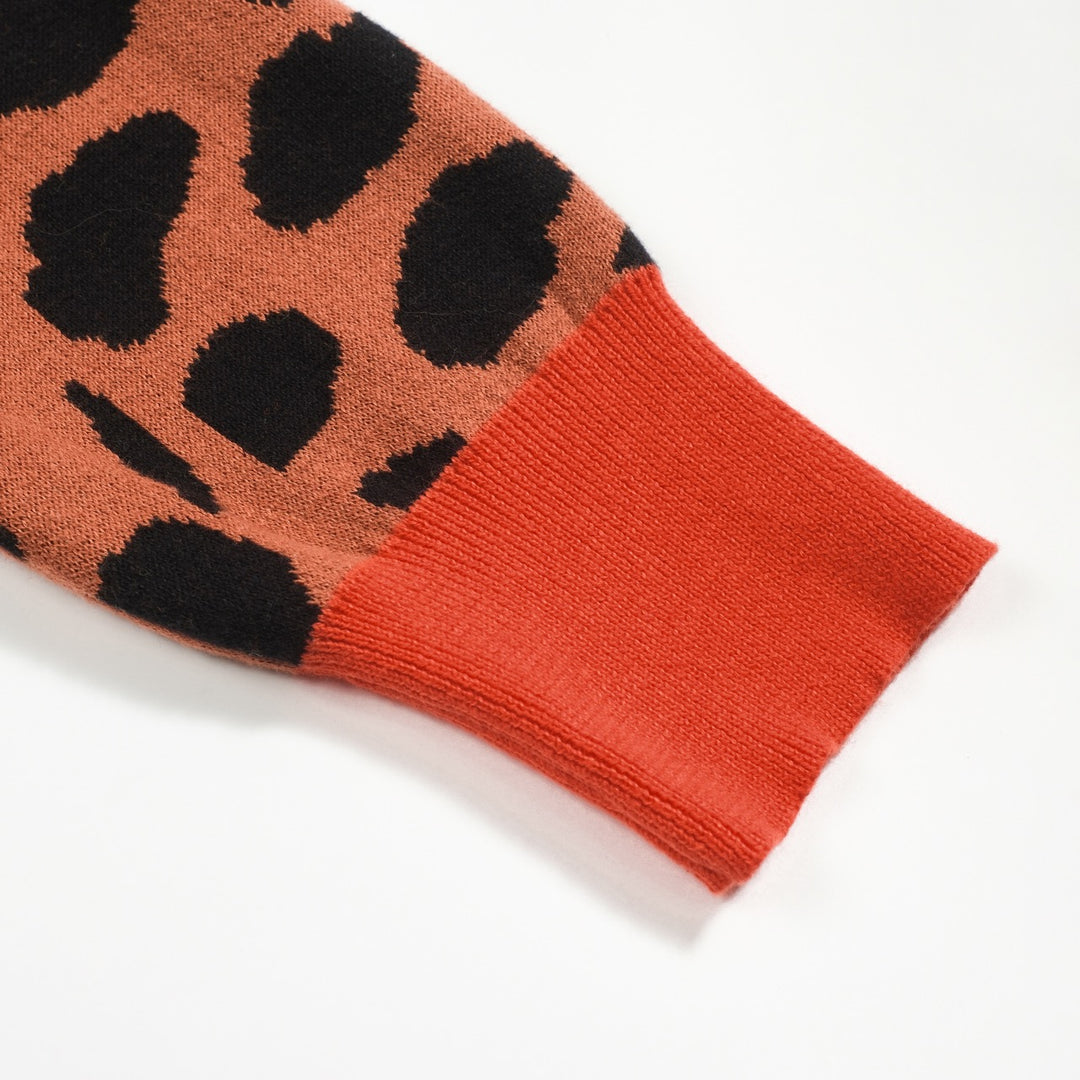 Polo de hombre de punto a rayas de leopardo rojo