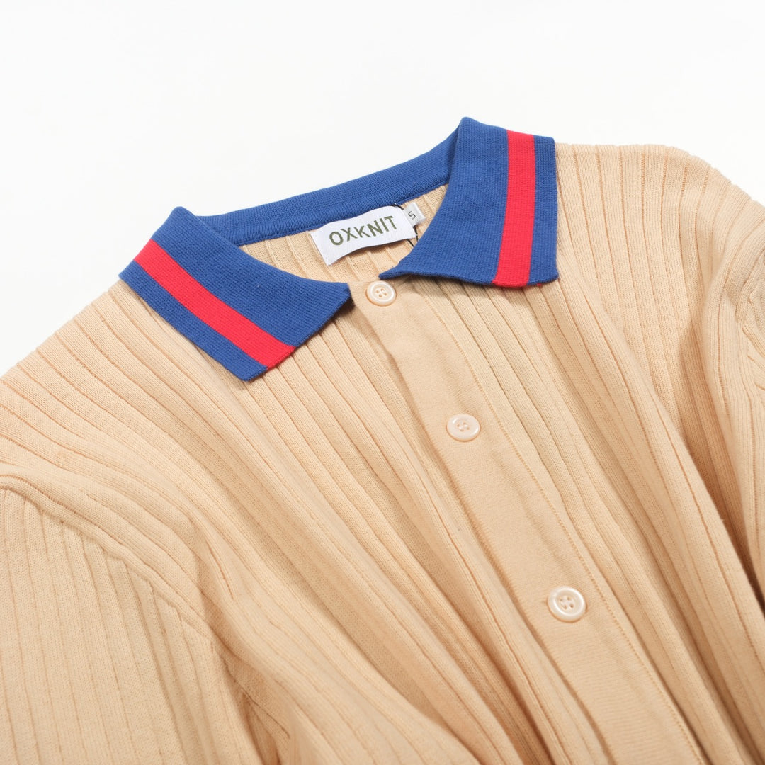 Men's apricot pit bar vintage aesthetic knitted cardigan