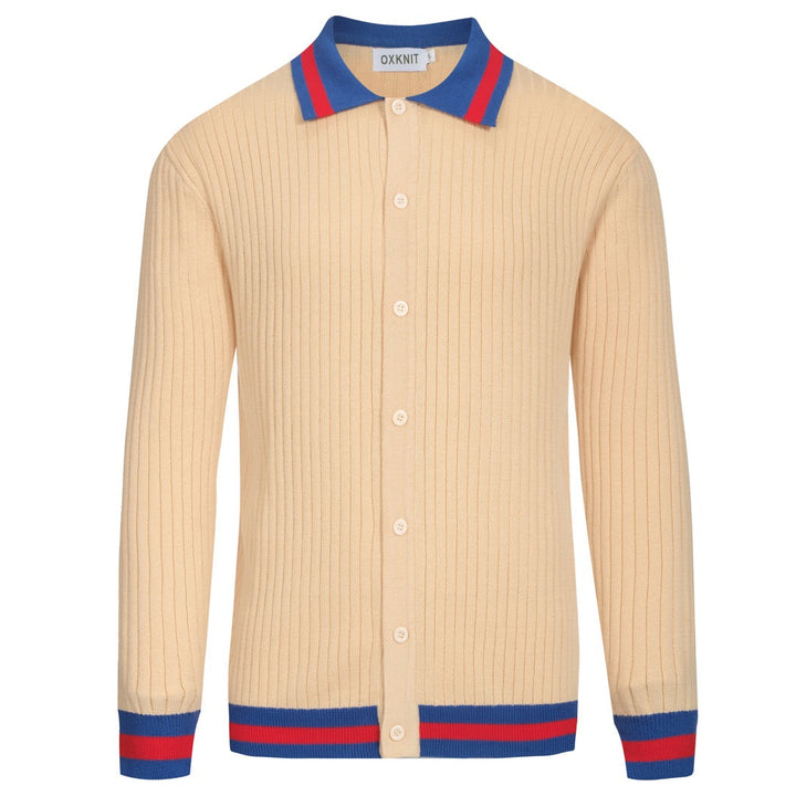 Men's apricot pit bar vintage aesthetic knitted cardigan
