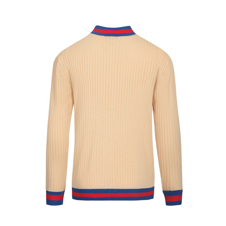 Men's apricot pit bar vintage aesthetic knitted cardigan