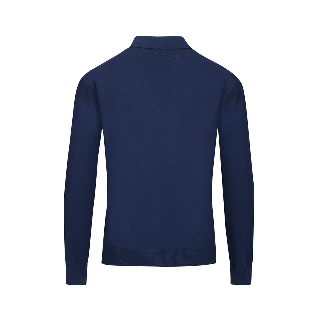 Cárdigan de punto retro con textura de rayas azules para hombre