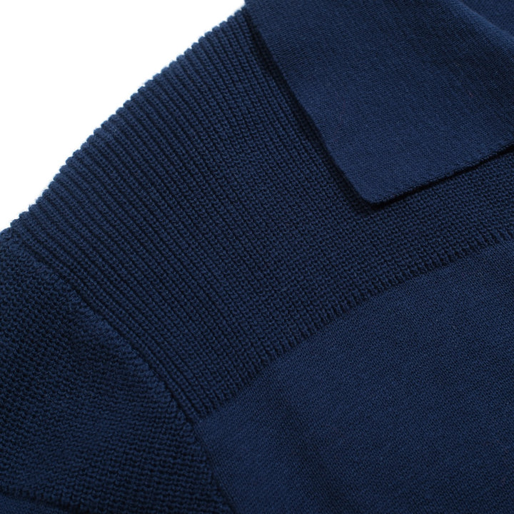 Cárdigan de punto retro con textura de rayas azules para hombre