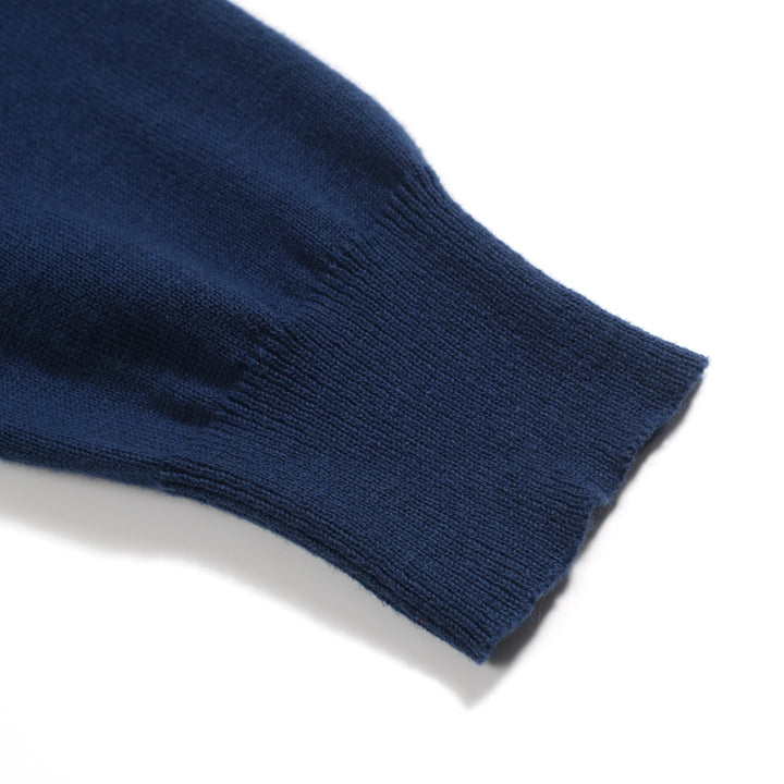 Cárdigan de punto retro con textura de rayas azules para hombre