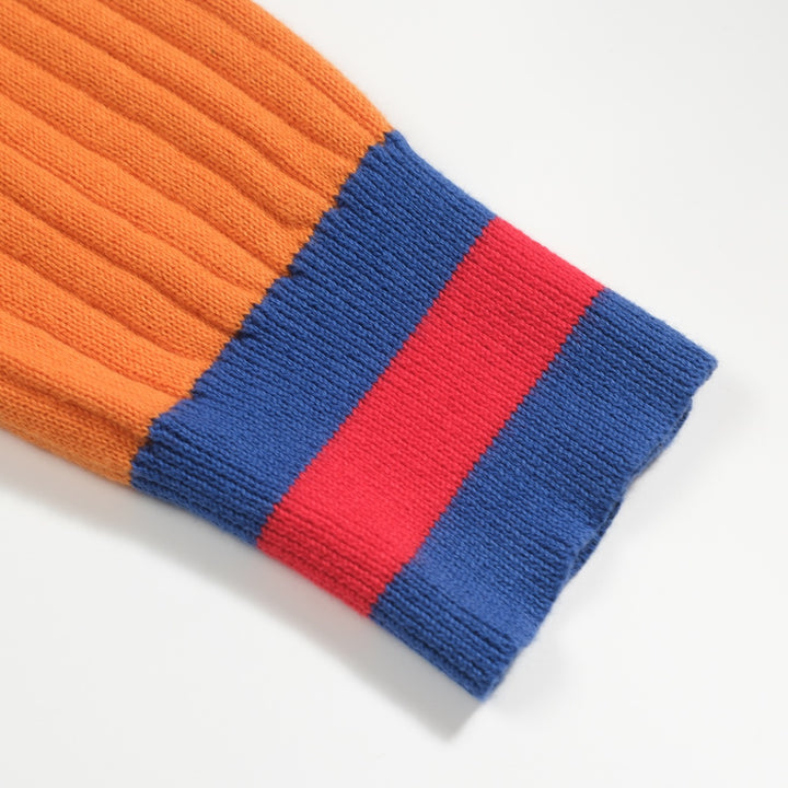 Cárdigan de punto retro con textura de hueso naranja para hombre