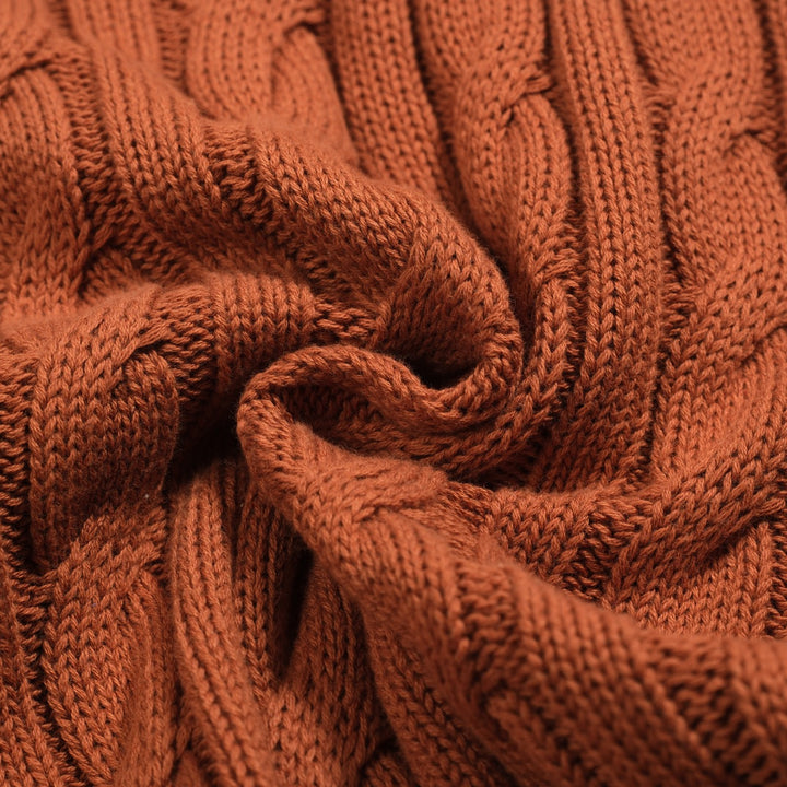 Brun, twiststickad kofta med dragkedja för män