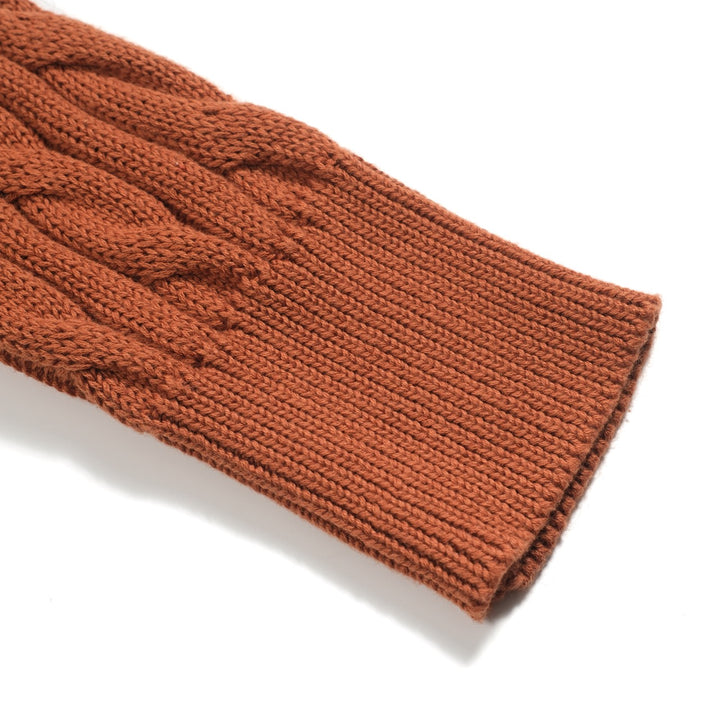 Brun, twiststickad kofta med dragkedja för män