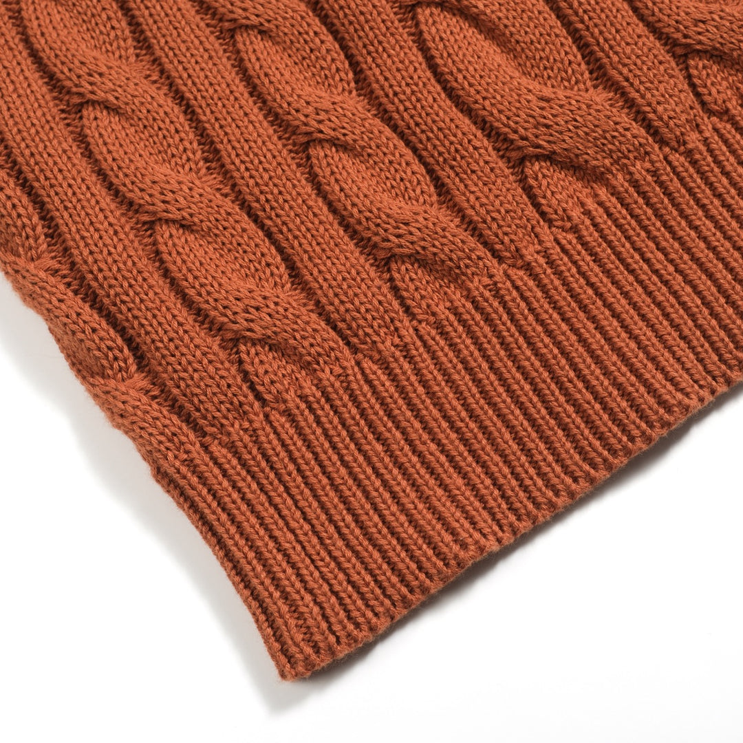 Brun, twiststickad kofta med dragkedja för män