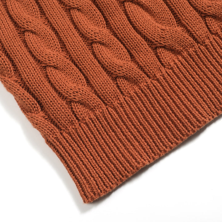 Brun, twiststickad kofta med dragkedja för män