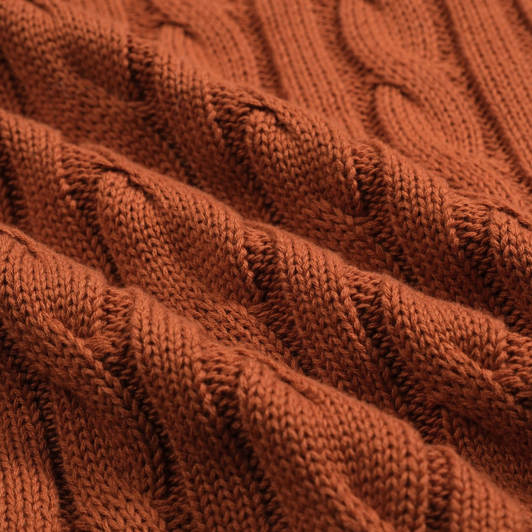 Brun, twiststickad kofta med dragkedja för män