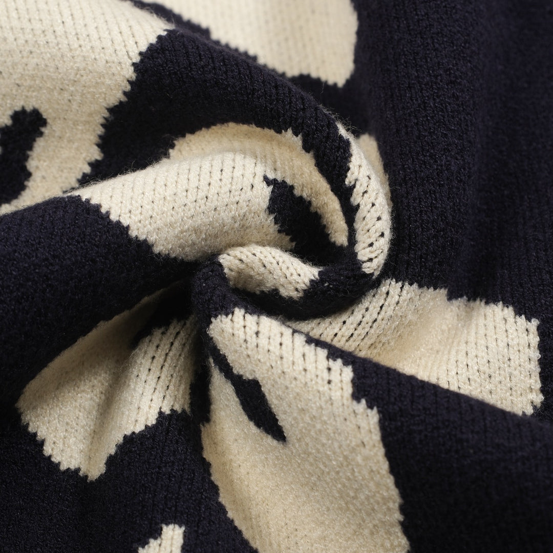 Chaqueta tipo jersey de hombre con diseño floral en jacquard negro