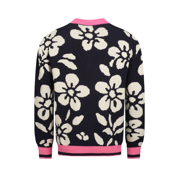 Chaqueta tipo jersey de hombre con diseño floral en jacquard negro