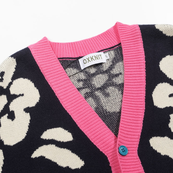 Chaqueta tipo jersey de hombre con diseño floral en jacquard negro