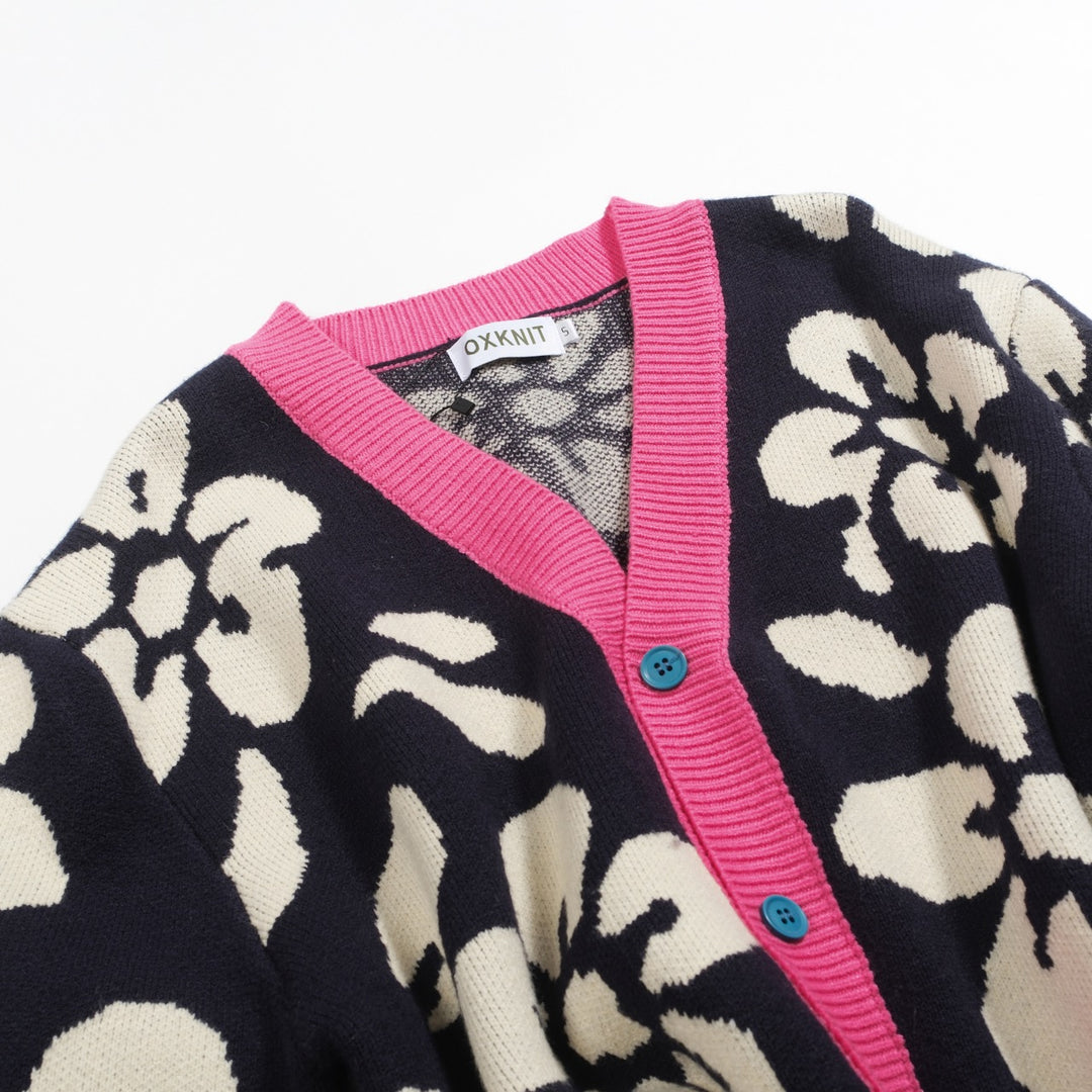 Chaqueta tipo jersey de hombre con diseño floral en jacquard negro