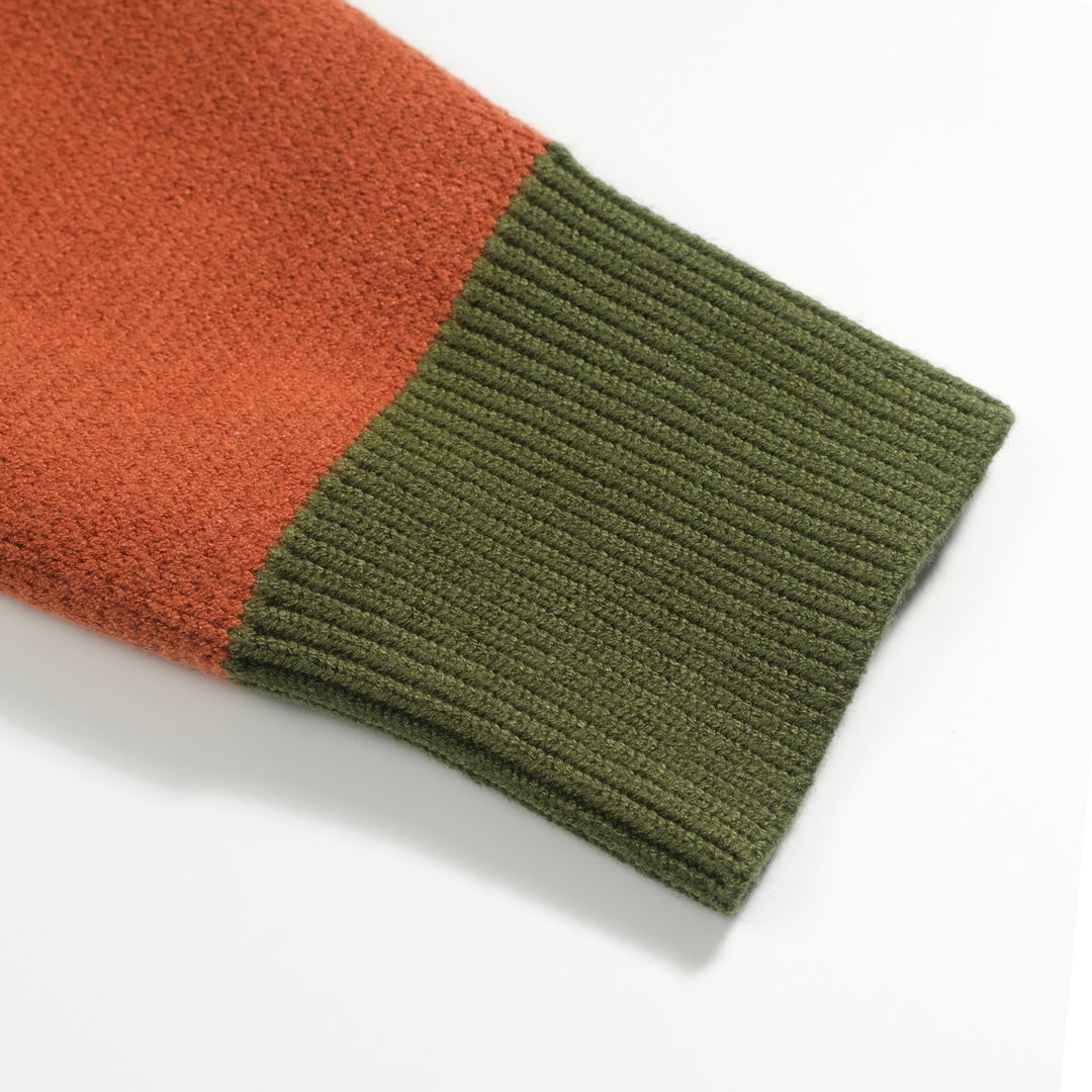 Men's green vintage jacquard art sweater jacket