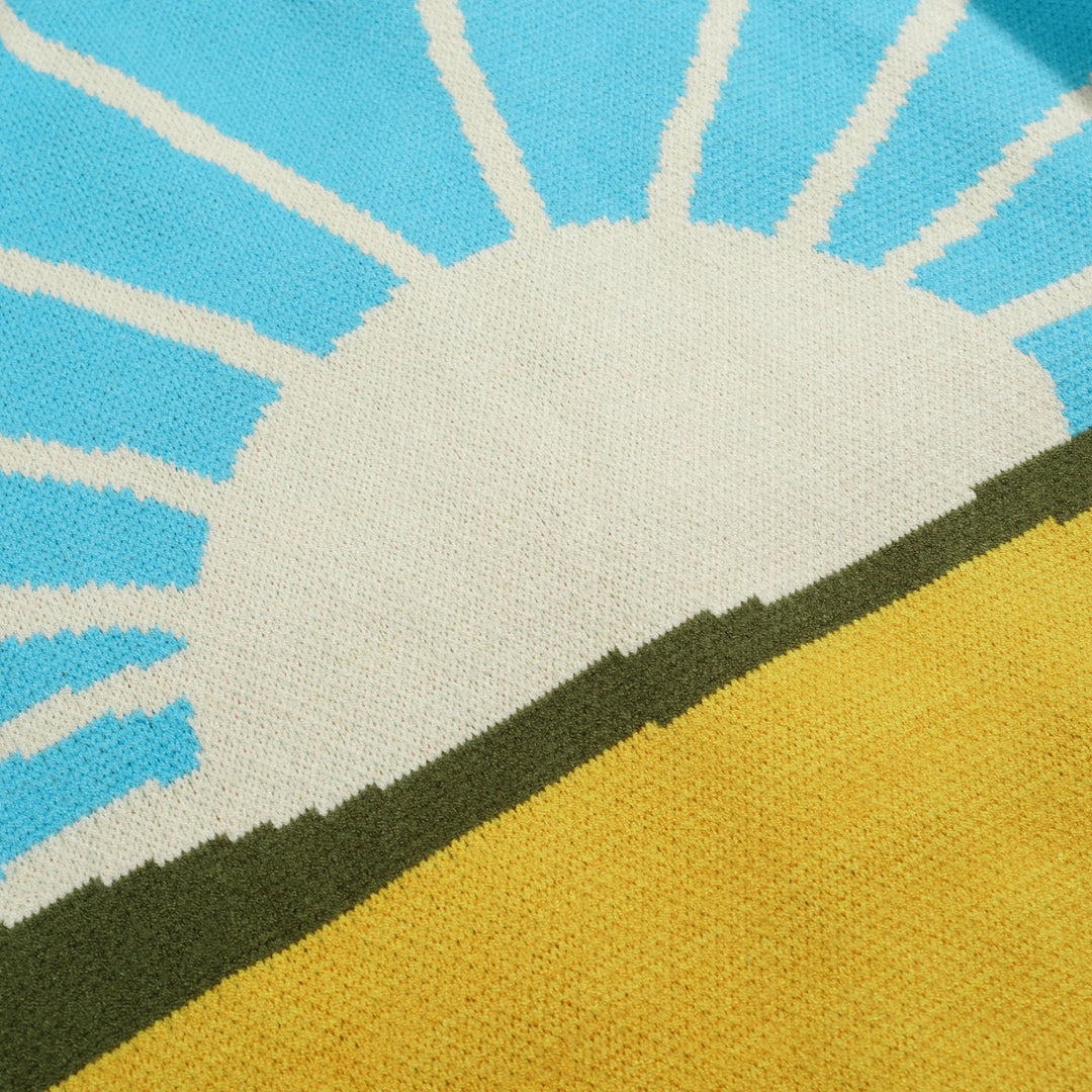 Men's green vintage jacquard art sweater jacket