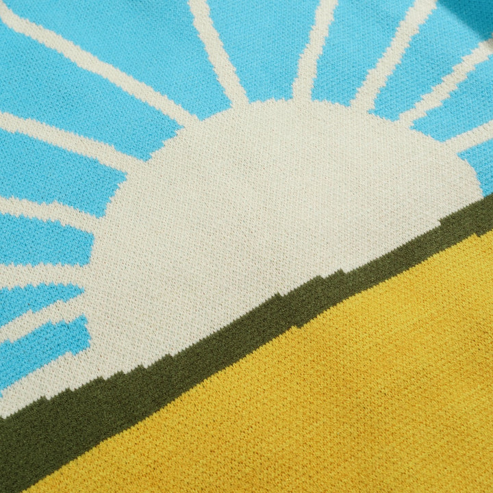 Men's green vintage jacquard art sweater jacket