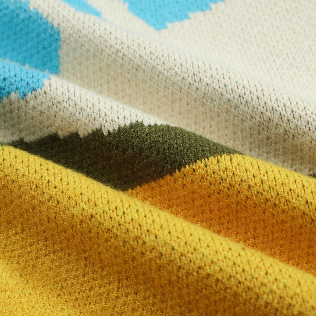 Men's green vintage jacquard art sweater jacket