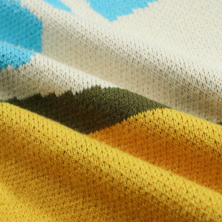 Men's green vintage jacquard art sweater jacket