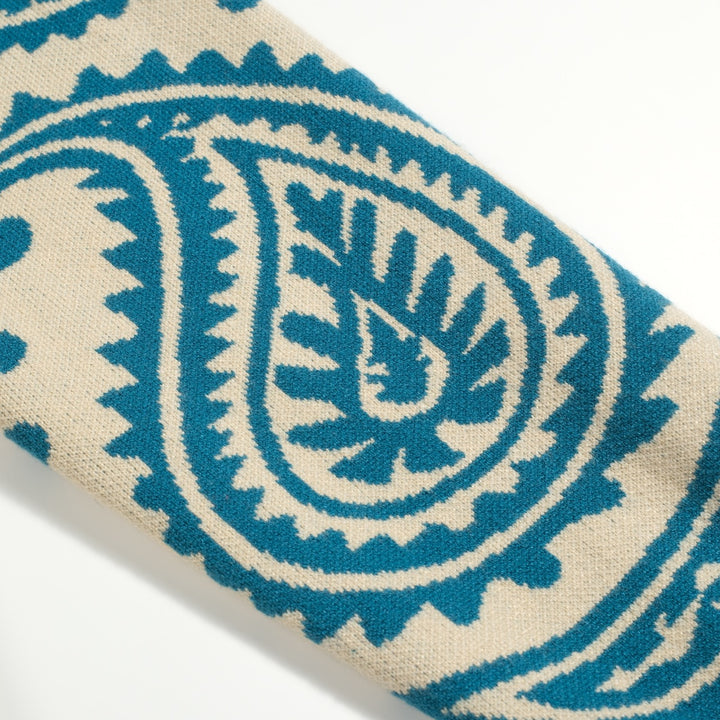 Men's blue vintage jacquard art sweater jacket