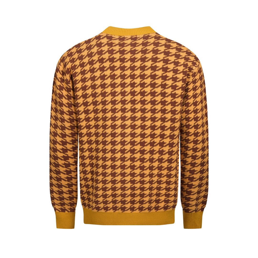 Gul primrose jacquard genserjakke for menn