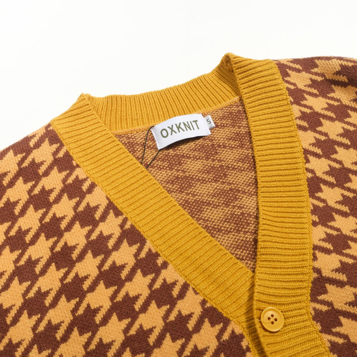 Gul primrose jacquard genserjakke for menn