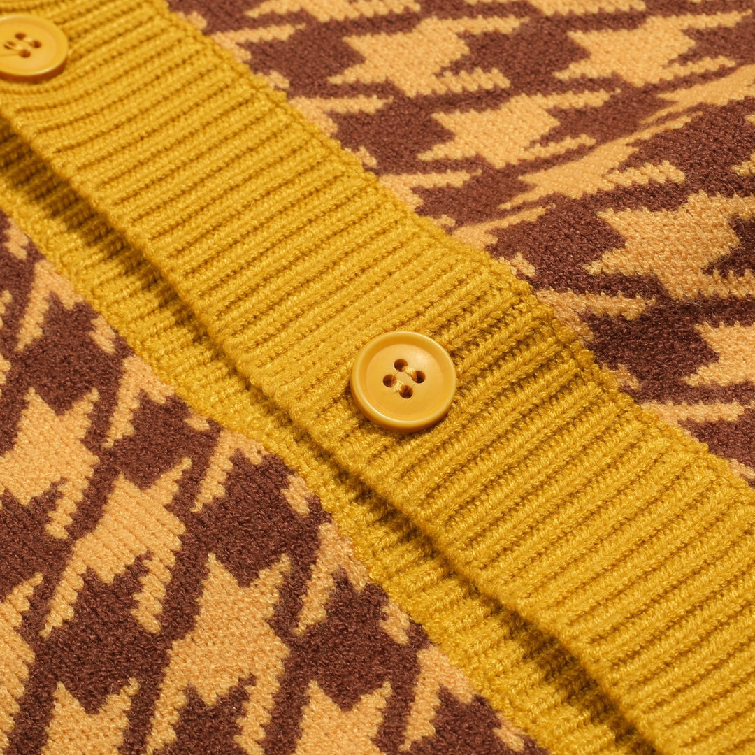 Gul primrose jacquard genserjakke for menn