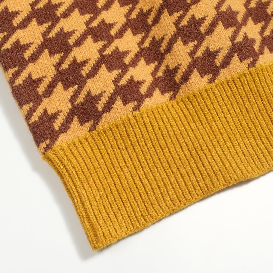 Gul primrose jacquard genserjakke for menn