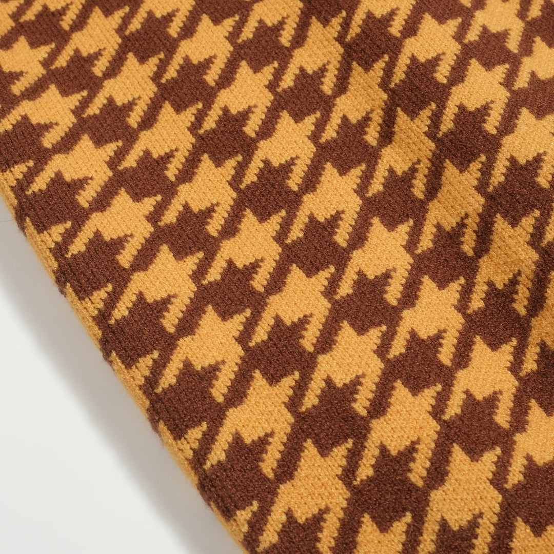 Gul primrose jacquard genserjakke for menn