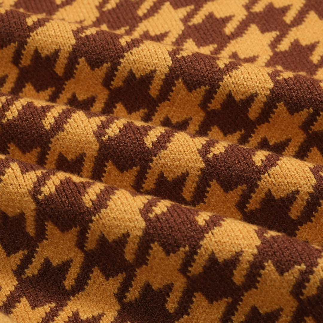 Gul primrose jacquard genserjakke for menn