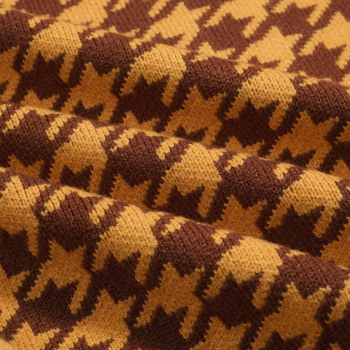 Gul primrose jacquard genserjakke for menn