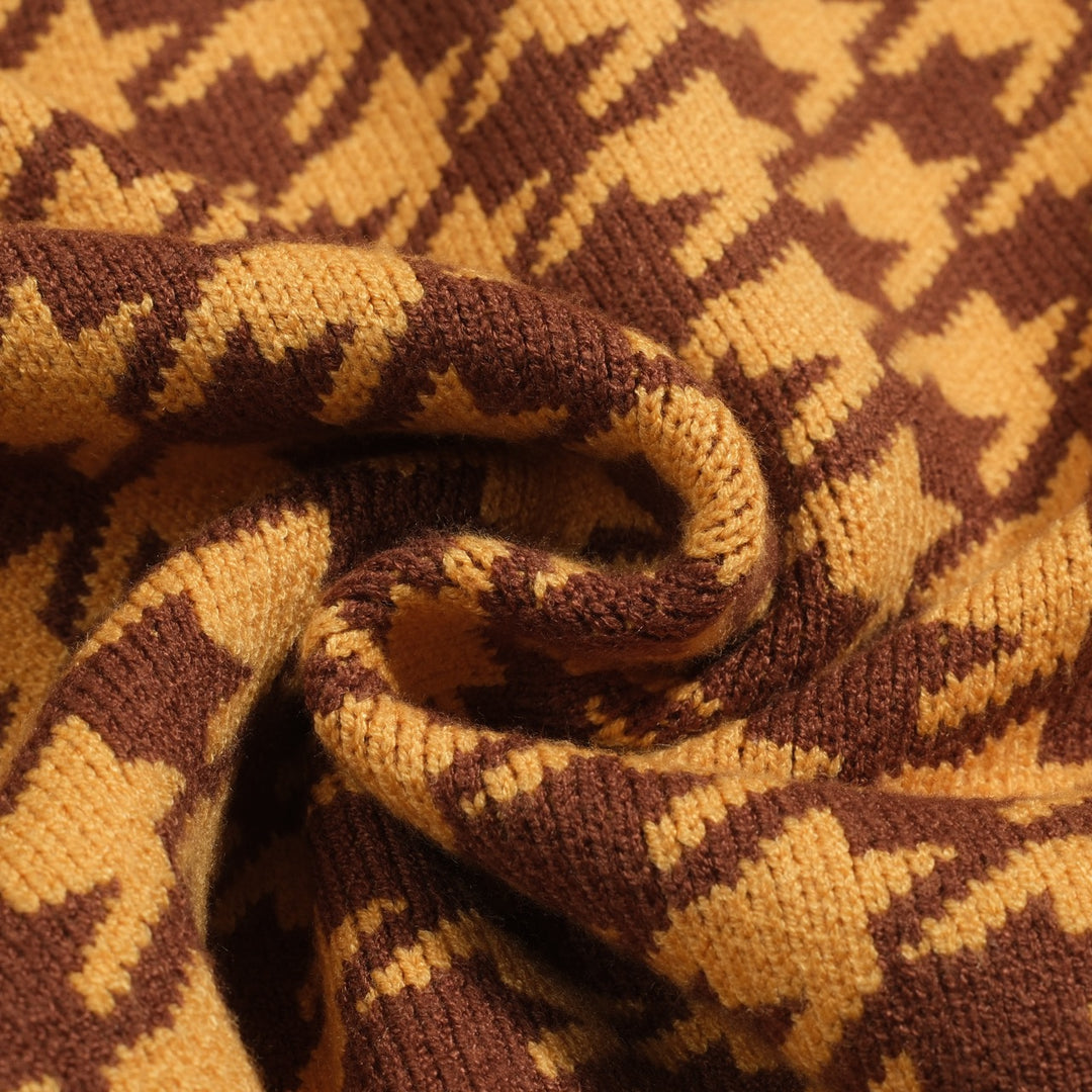 Gul primrose jacquard genserjakke for menn