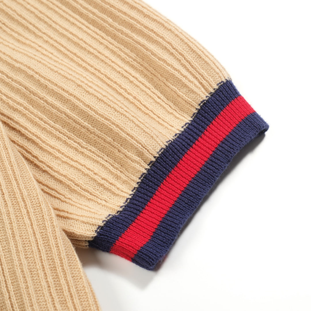 Vertikale stripet strikket cardigan for menn