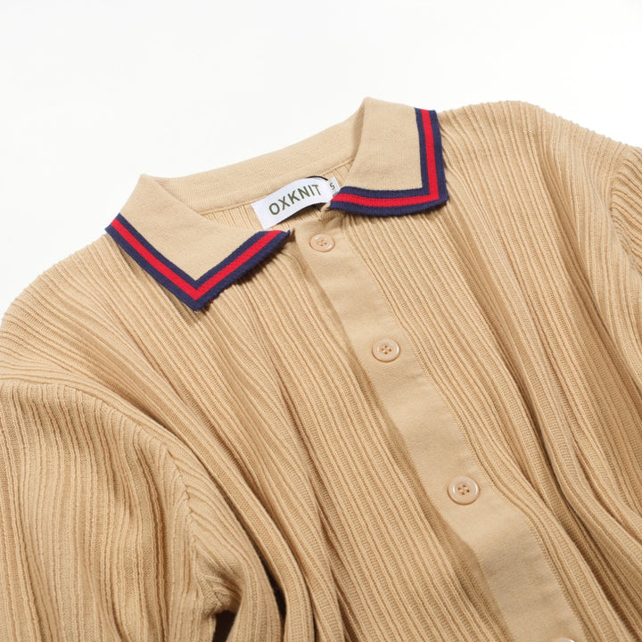 Vertikale stripet strikket cardigan for menn