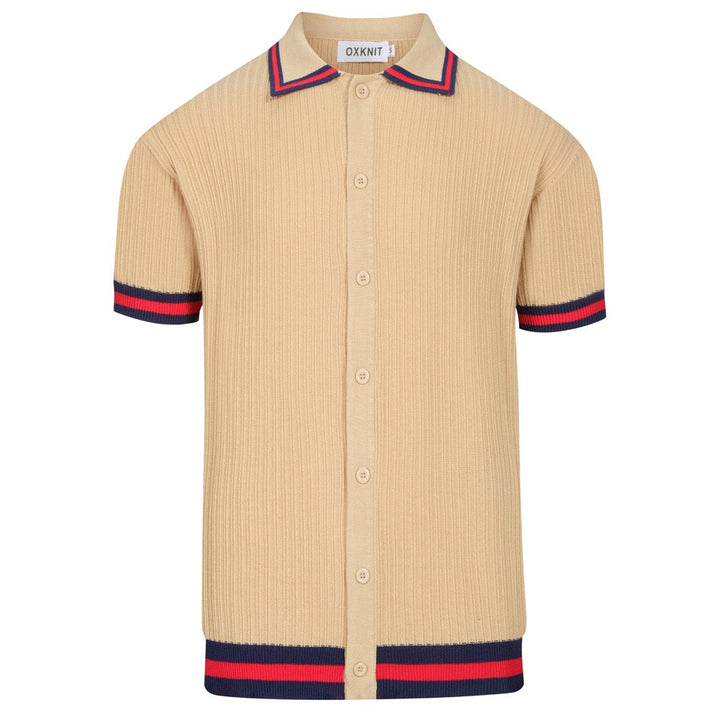 Vertikale stripet strikket cardigan for menn