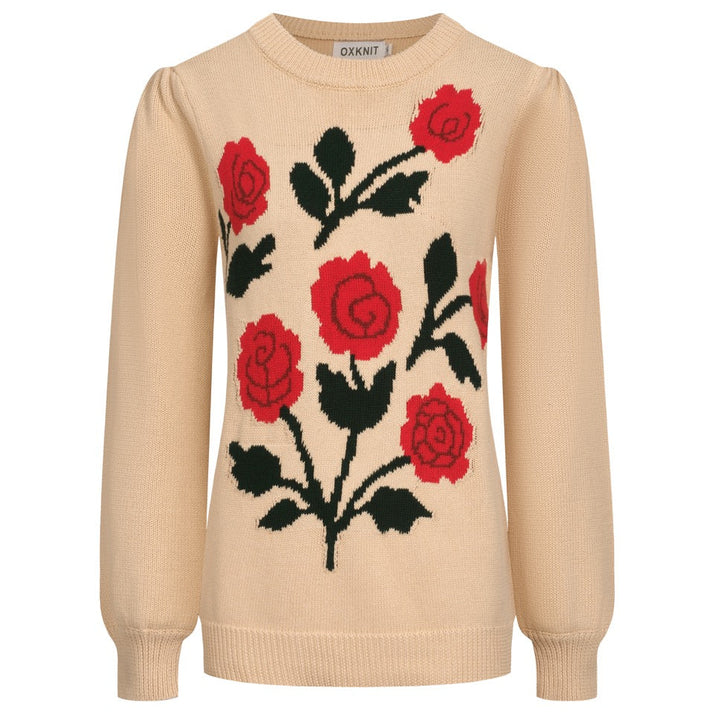 Women's khaki rose vintage bubble sleeve knitwear