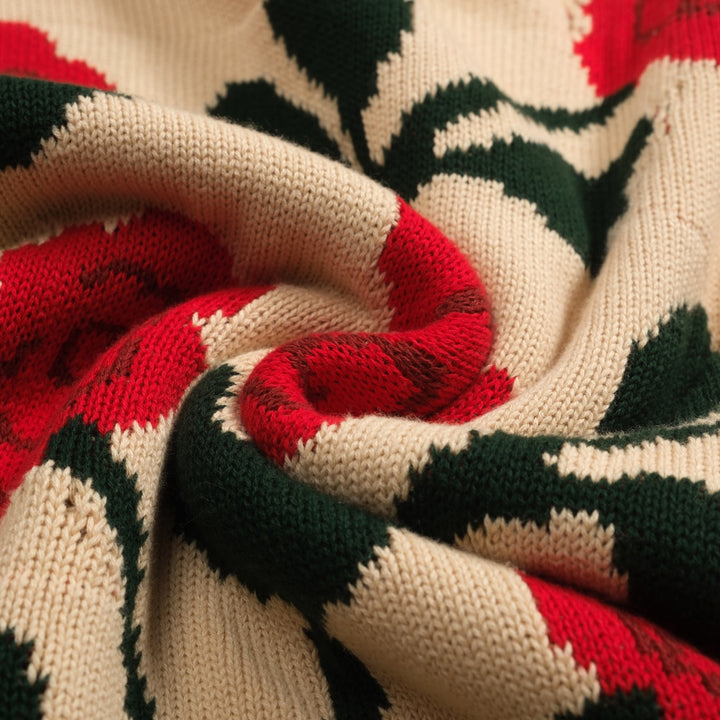 Women's khaki rose vintage bubble sleeve knitwear