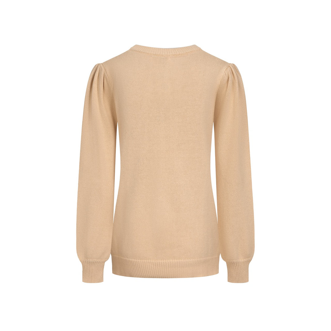 Women's khaki rose vintage bubble sleeve knitwear