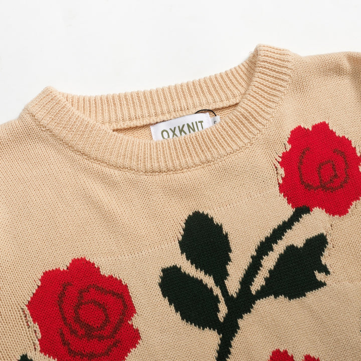 Women's khaki rose vintage bubble sleeve knitwear