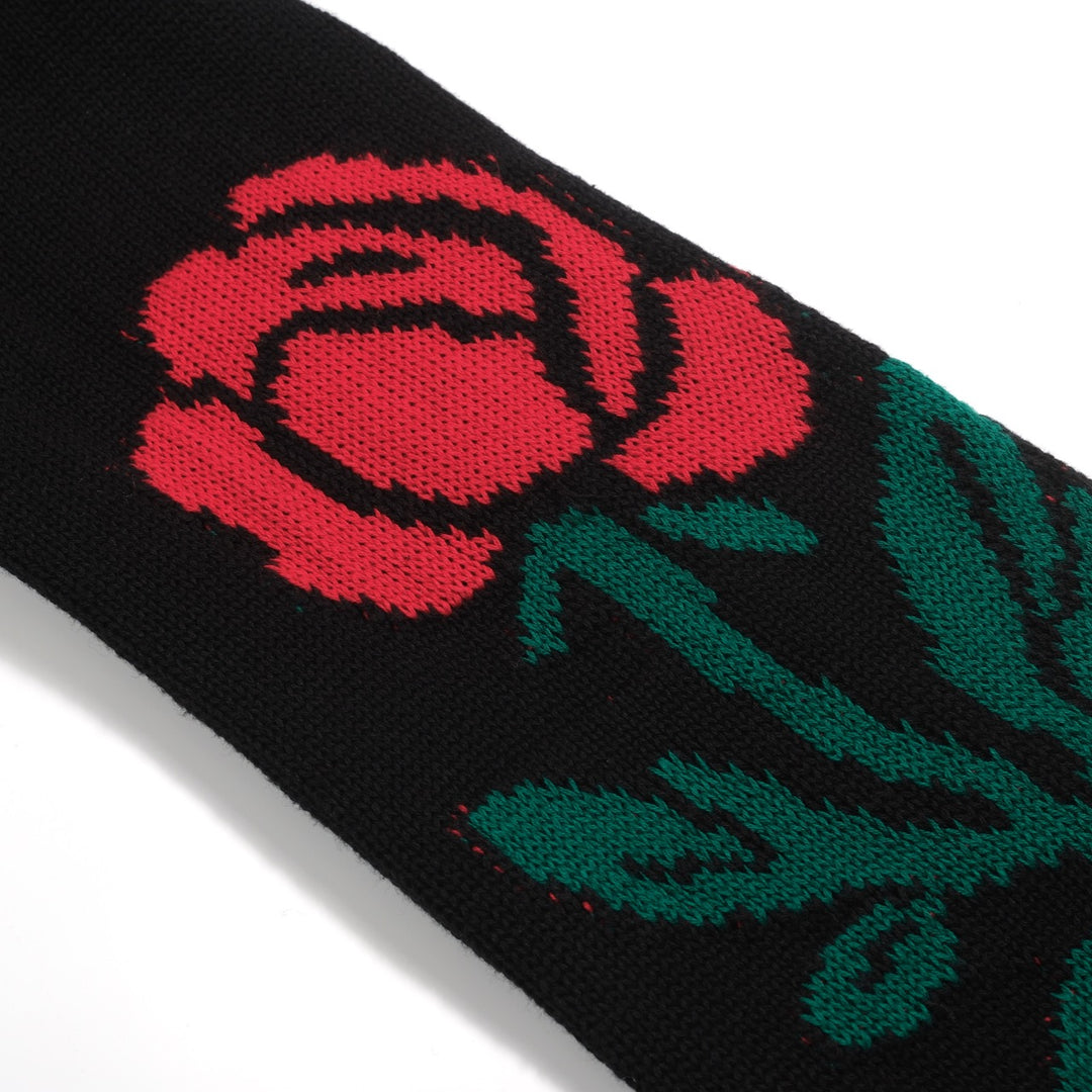 Women's black rose vintage bubble sleeve knitwear