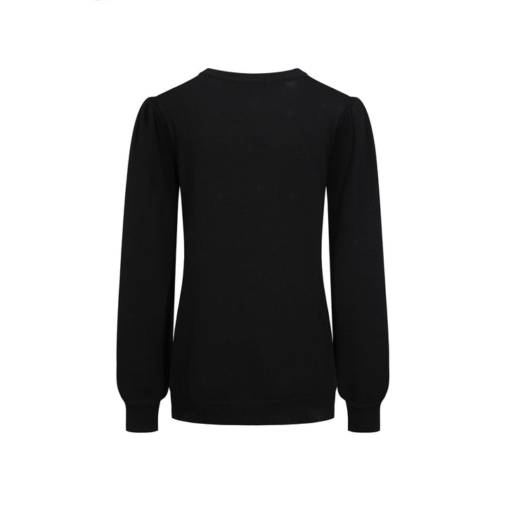 Women's black bird vintage bubble sleeve knitwear