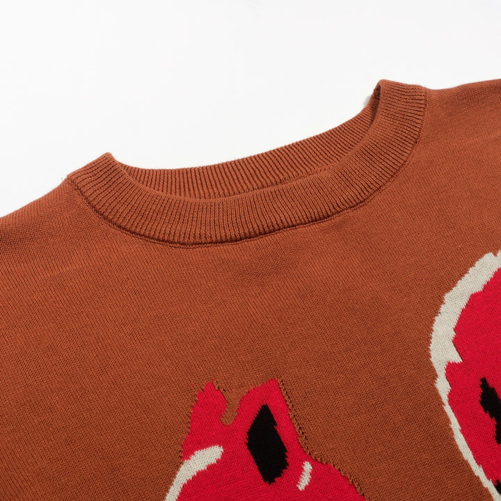Women's brown vintage jacquard squirrel knitwear