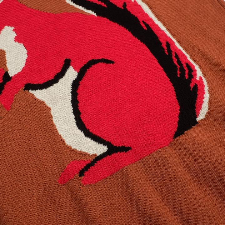 Women's brown vintage jacquard squirrel knitwear