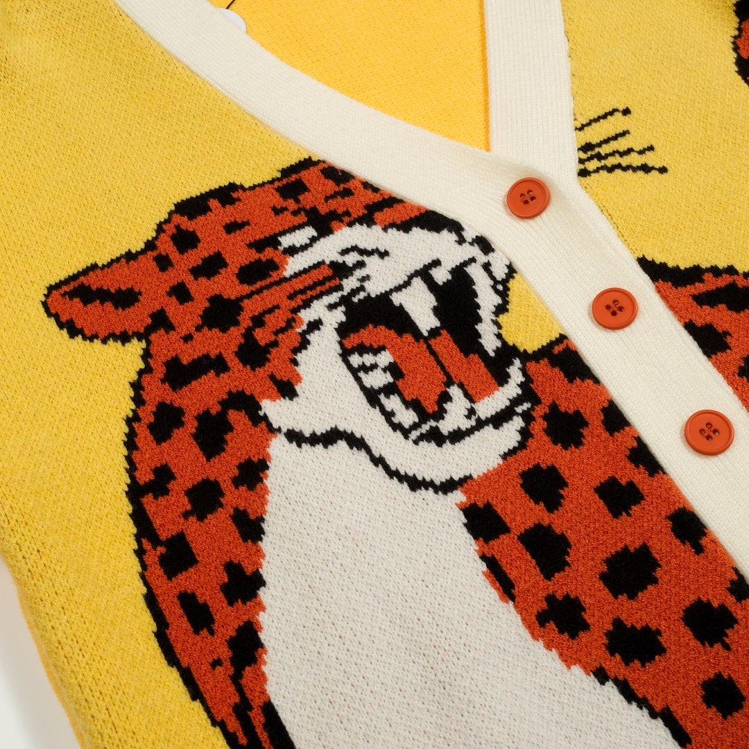 Giacca da uomo in maglione jacquard tigre giallo