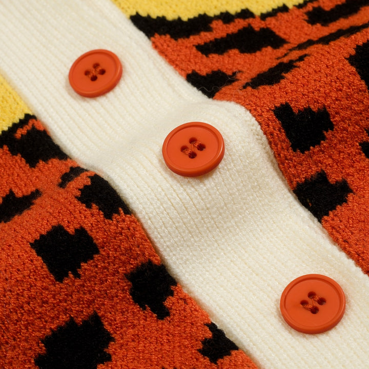 Giacca da uomo in maglione jacquard tigre giallo