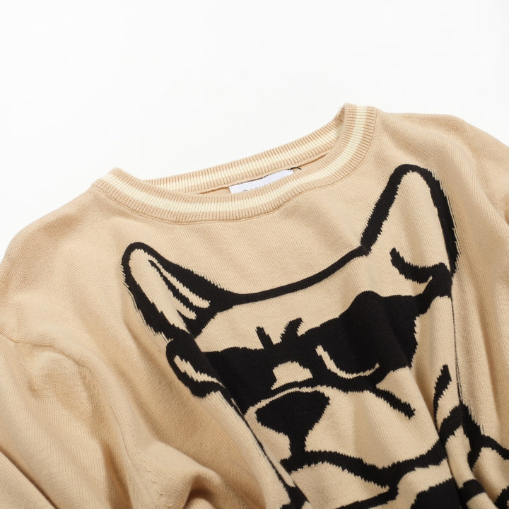 Kaki abstrakt metode bulldog strikkevarer for menn