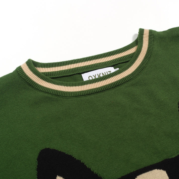 Groene jacquardbreisel voor heren van Franse bulldog