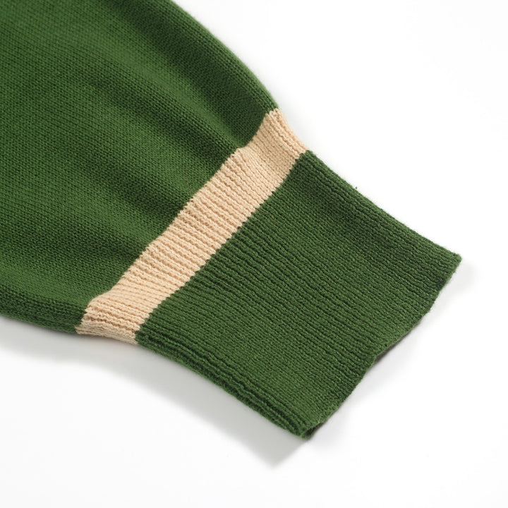 Groene jacquardbreisel voor heren van Franse bulldog